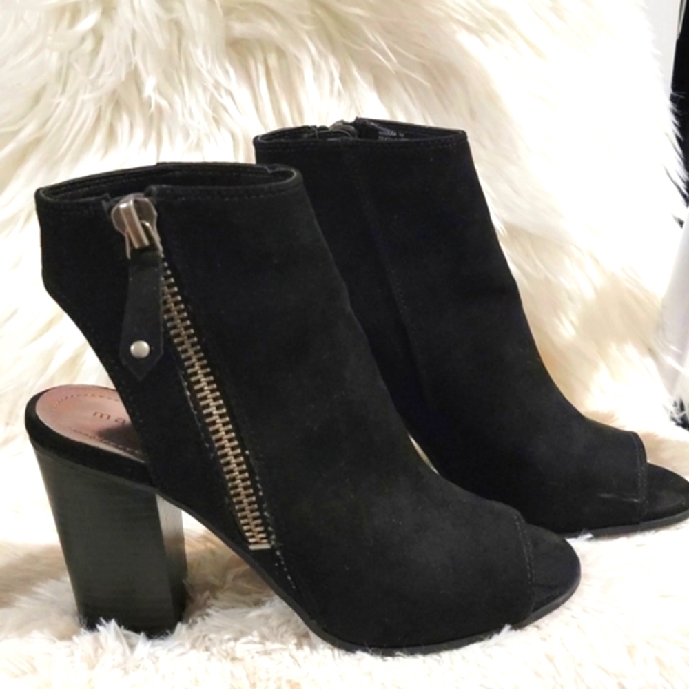 Madden Girl Open toe booties, open heel, side zipper, size 7M
